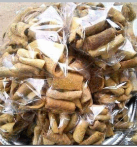 Bag of dried  white ponmo